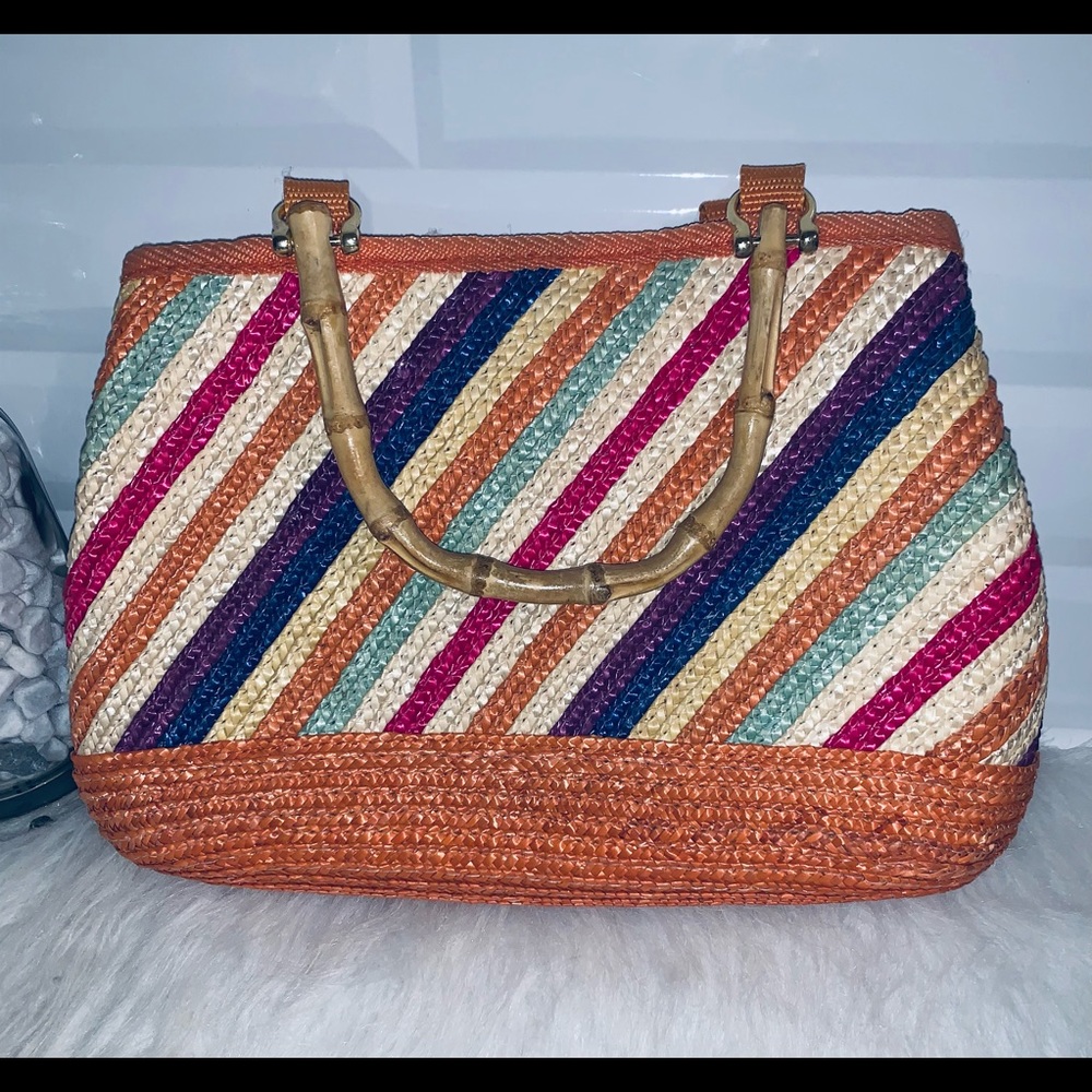 Multicolored striped ladies purse